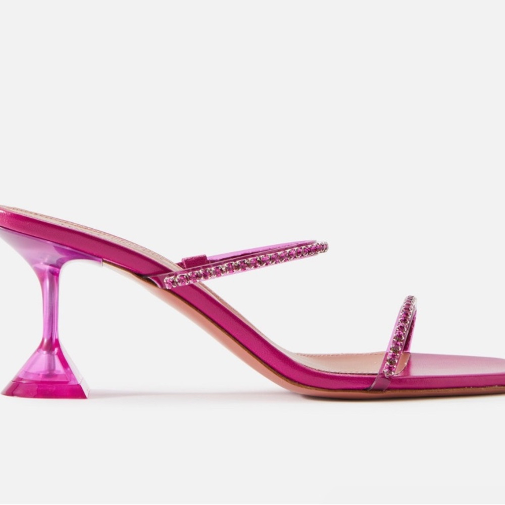 Amina Muaddi Gilda glass slipper heels 38.5